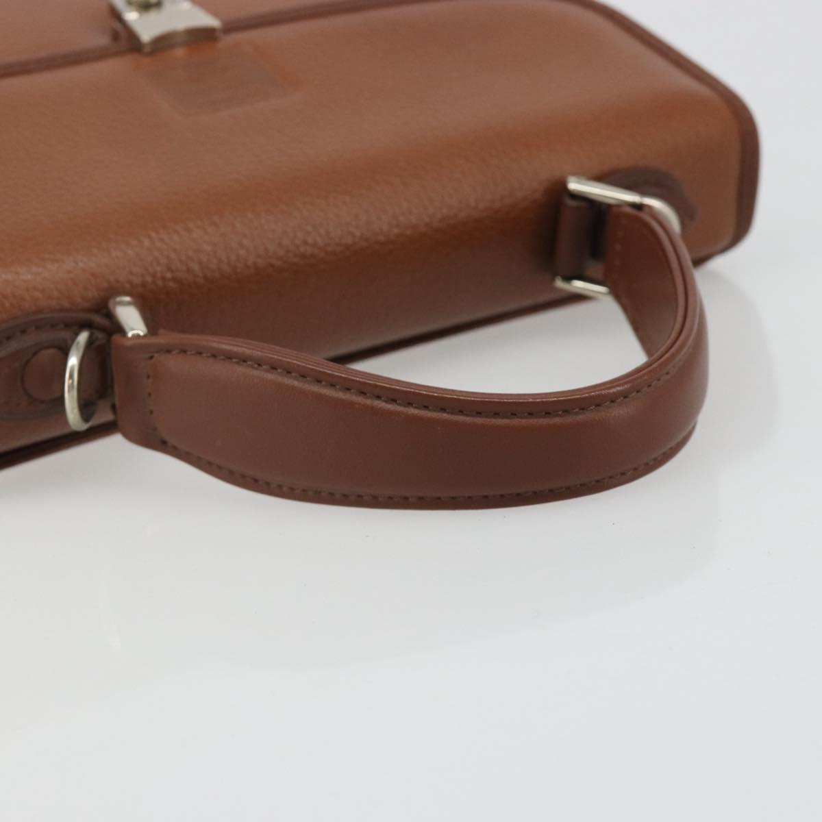 Burberrys Hand Bag Leather Brown Silver Auth 188437