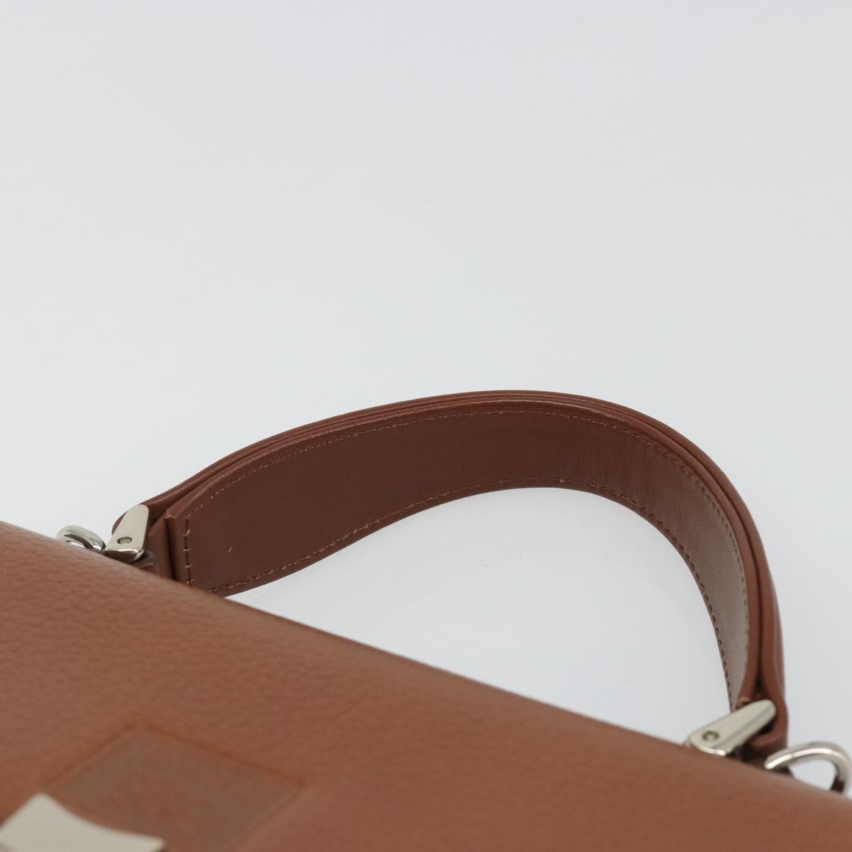 Burberrys Hand Bag Leather Brown Silver Auth 188437