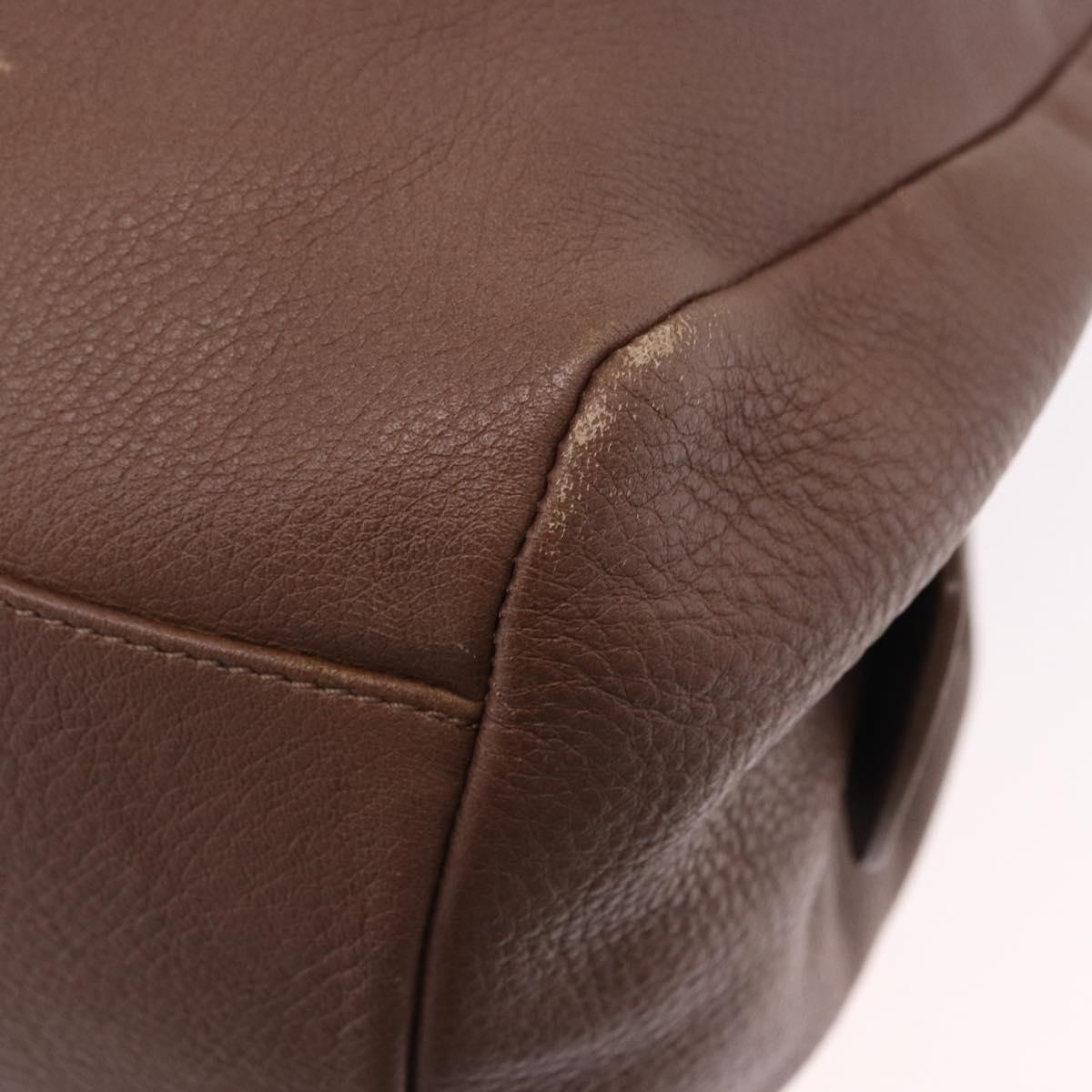 Max Mara Hand Bag Leather Brown Gold Auth 188438A