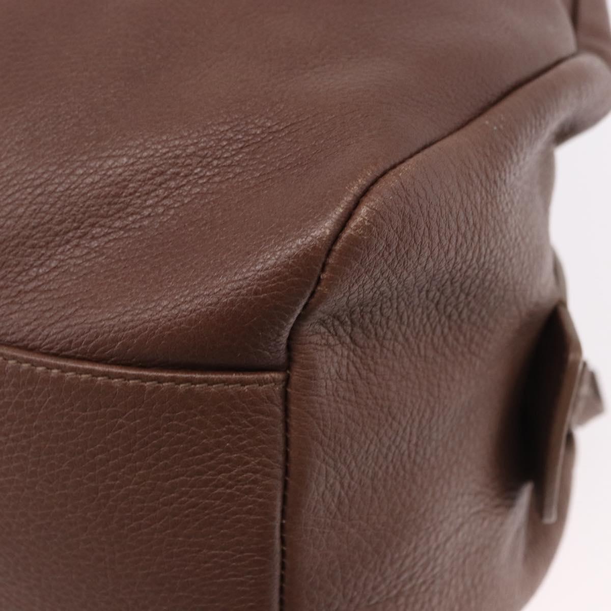 Max Mara Hand Bag Leather Brown Gold Auth 188438A