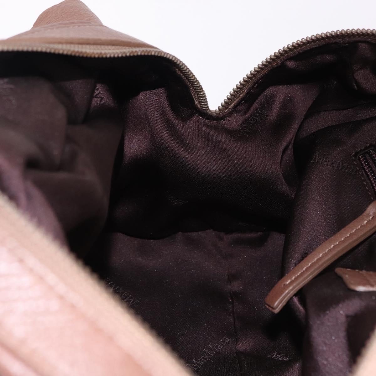 Max Mara Hand Bag Leather Brown Gold Auth 188438A