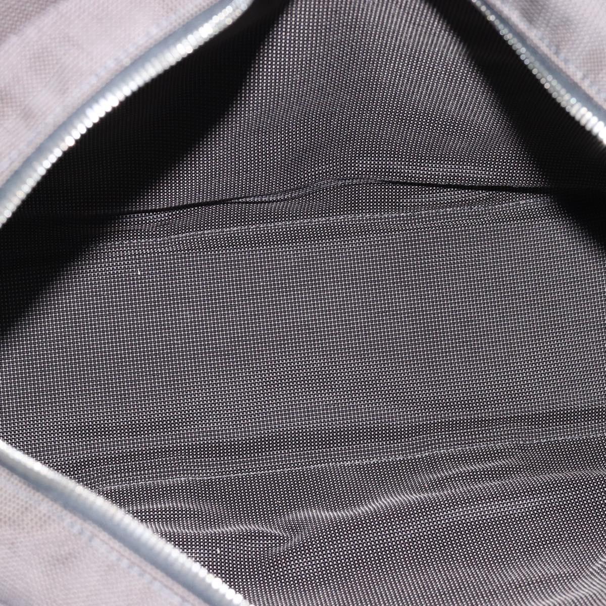 HERMES Her Line MM Hand Bag Canvas Gray Silver Auth 188440A
