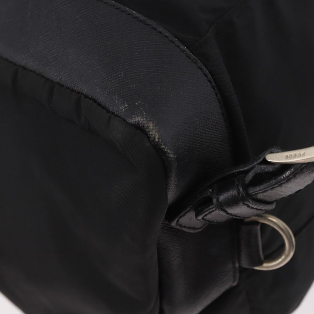 PRADA Backpack Nylon Black Silver Auth 188443