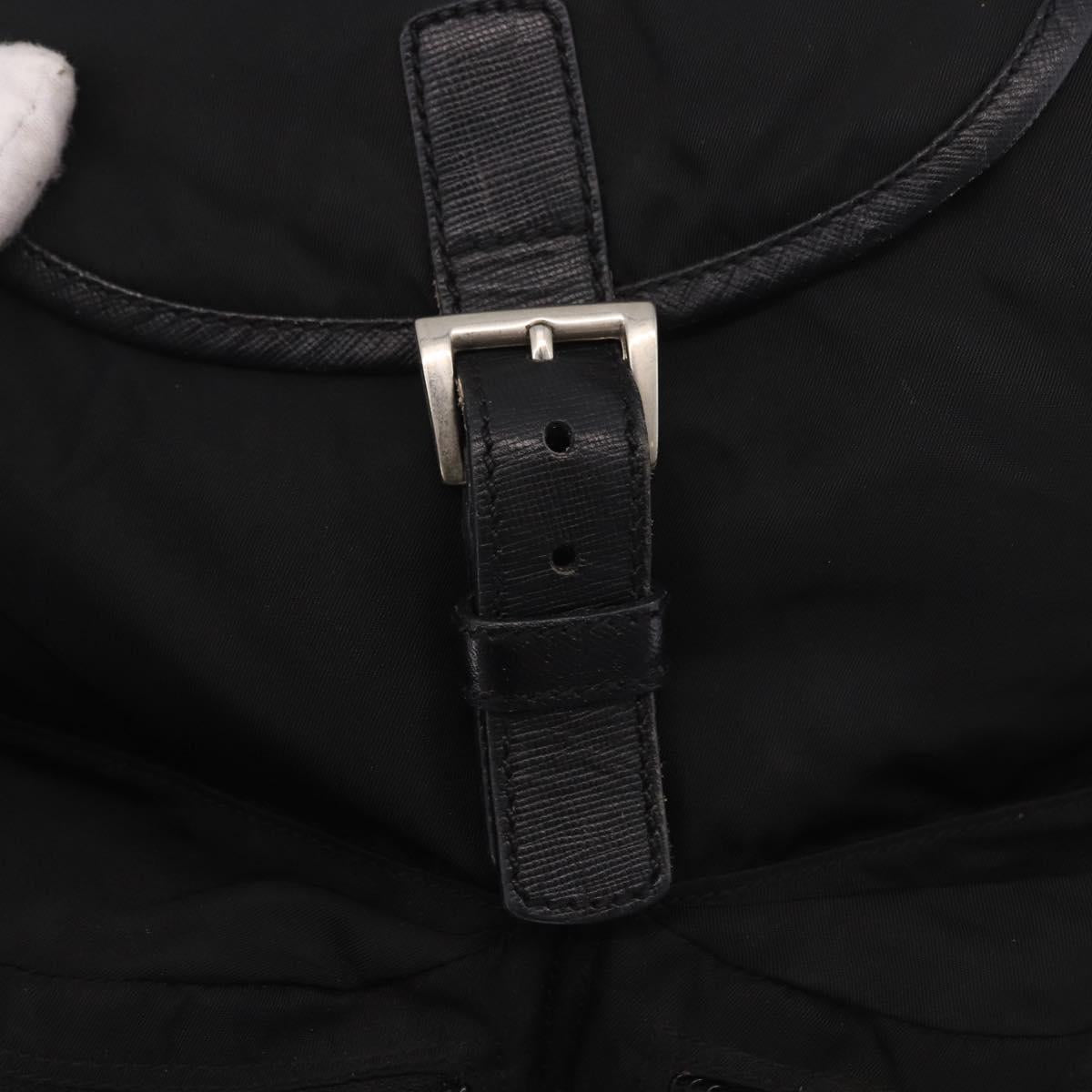 PRADA Backpack Nylon Black Silver Auth 188443
