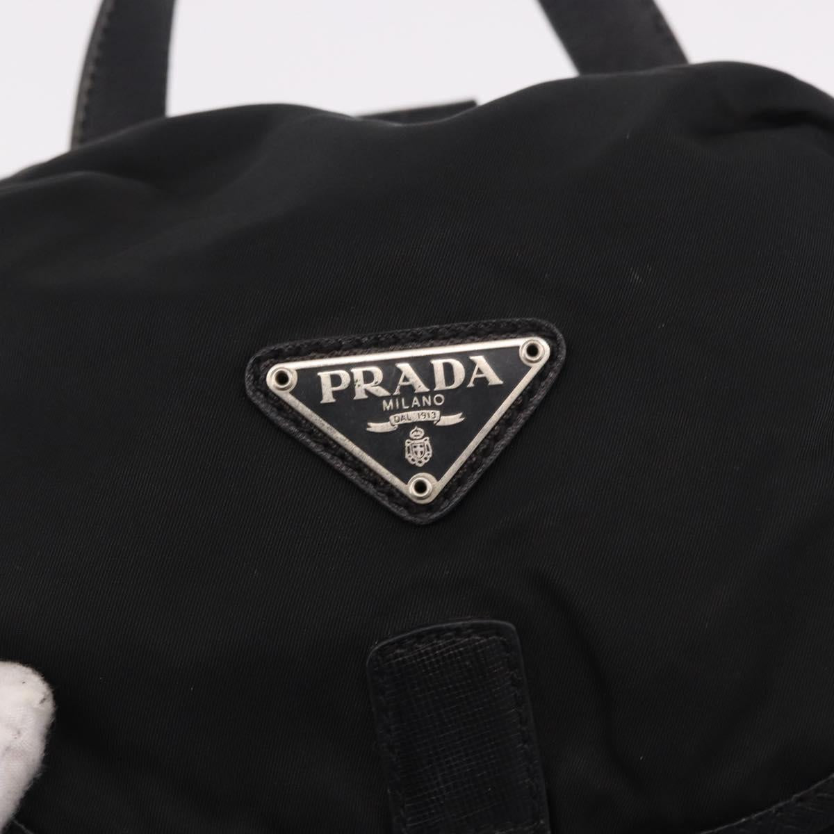 PRADA Backpack Nylon Black Silver Auth 188443