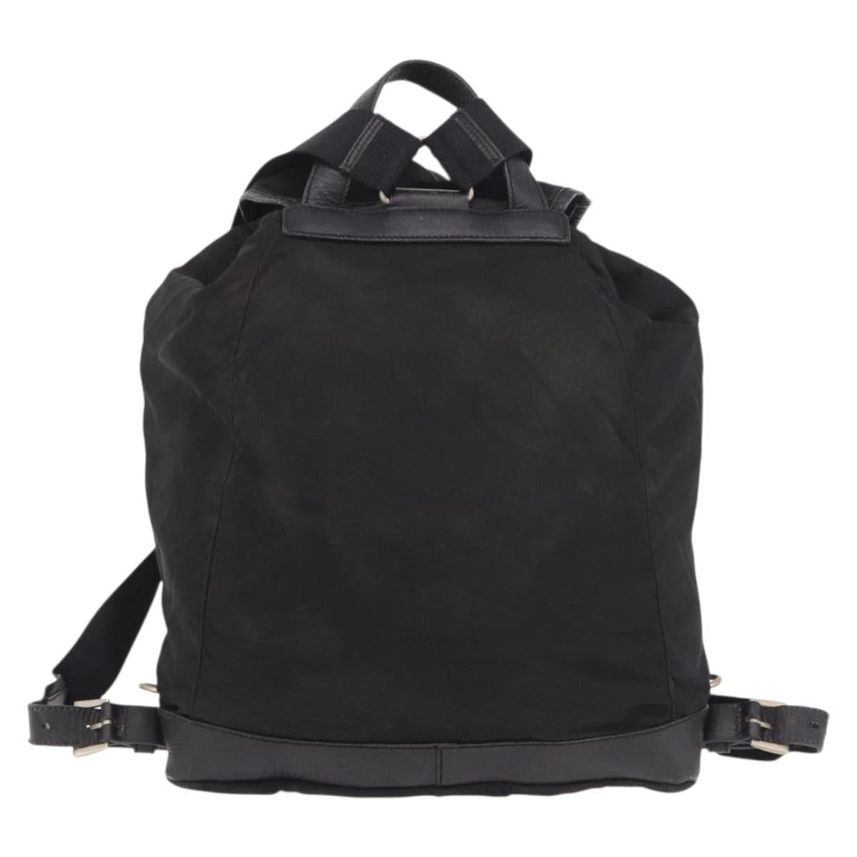 PRADA Backpack Nylon Black Silver Auth 188443