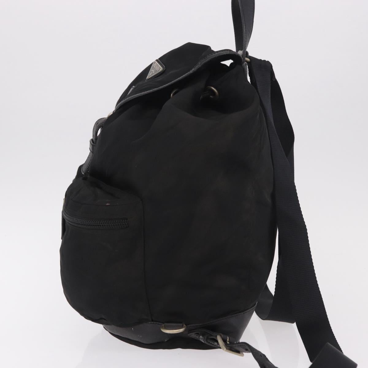 PRADA Backpack Nylon Black Silver Auth 188443