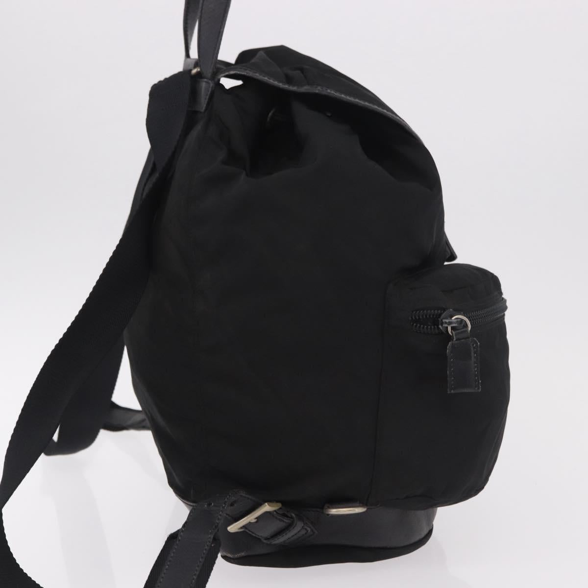 PRADA Backpack Nylon Black Silver Auth 188443