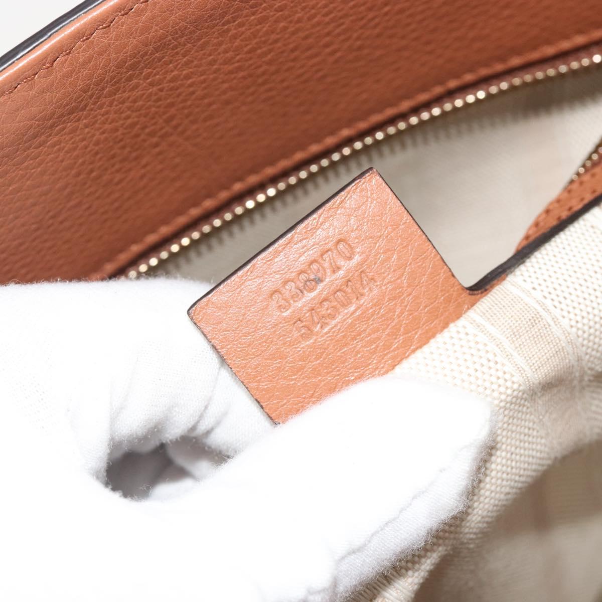 GUCCI Tote Bag Leather Brown Gold Auth 188451A