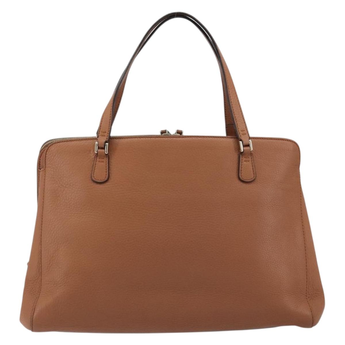 GUCCI Tote Bag Leather Brown Gold Auth 188451A
