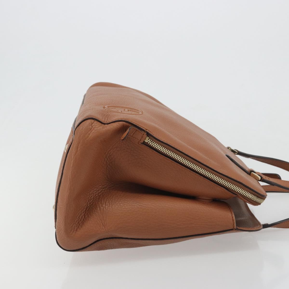 GUCCI Tote Bag Leather Brown Gold Auth 188451A