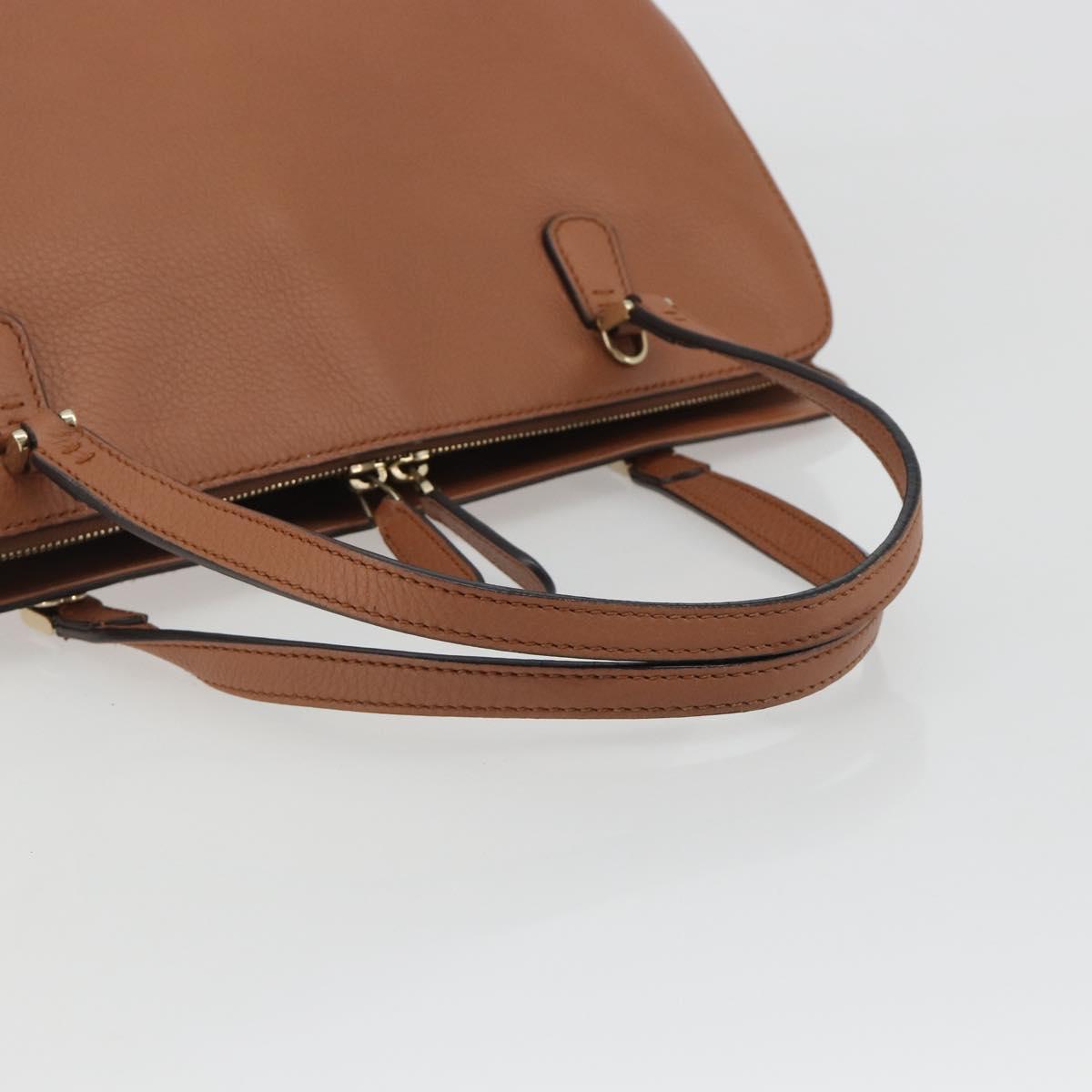 GUCCI Tote Bag Leather Brown Gold Auth 188451A