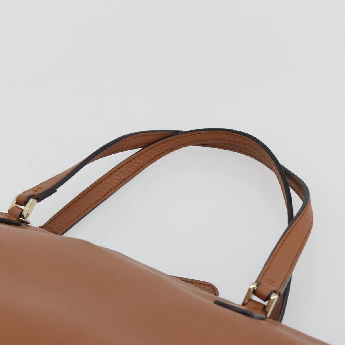 GUCCI Tote Bag Leather Brown Gold Auth 188451A