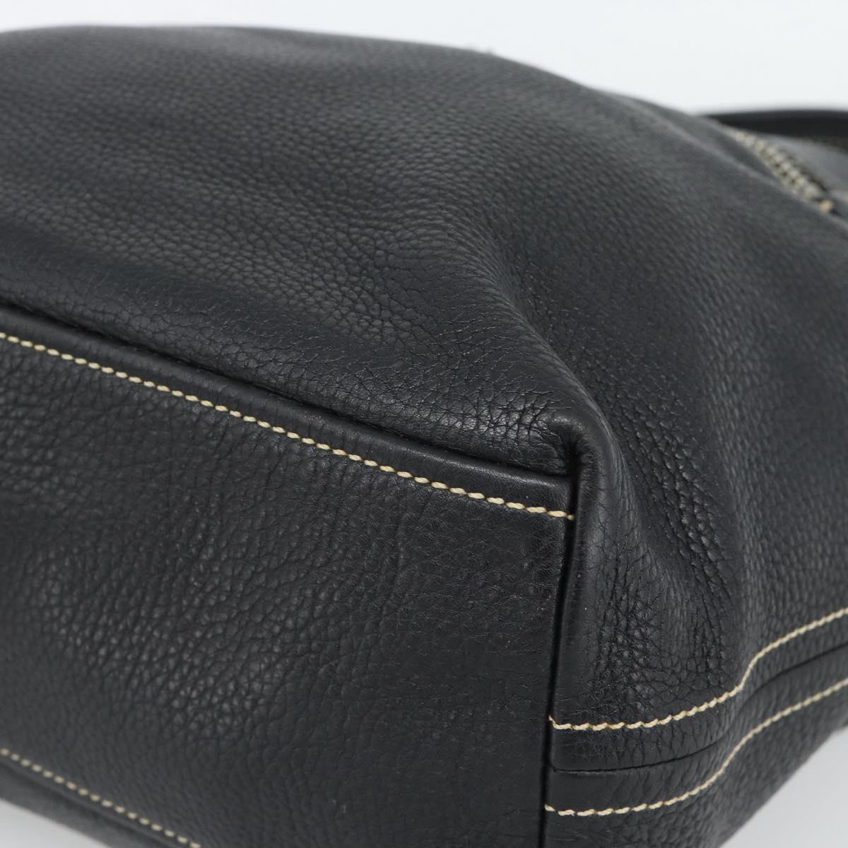 PRADA Shoulder Bag Leather Black Silver Auth 188461A