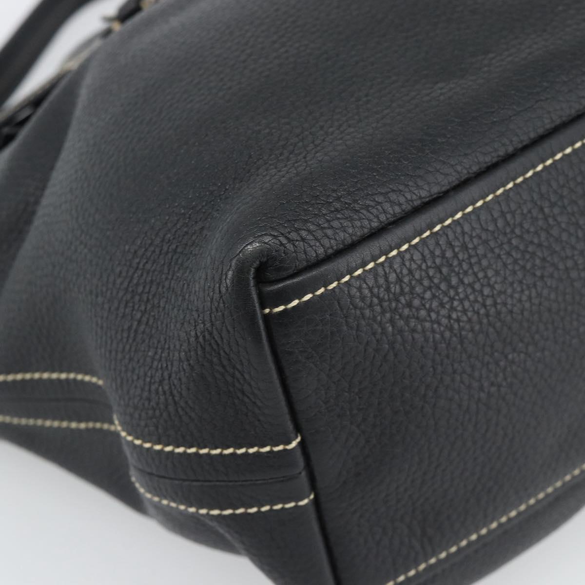 PRADA Shoulder Bag Leather Black Silver Auth 188461A