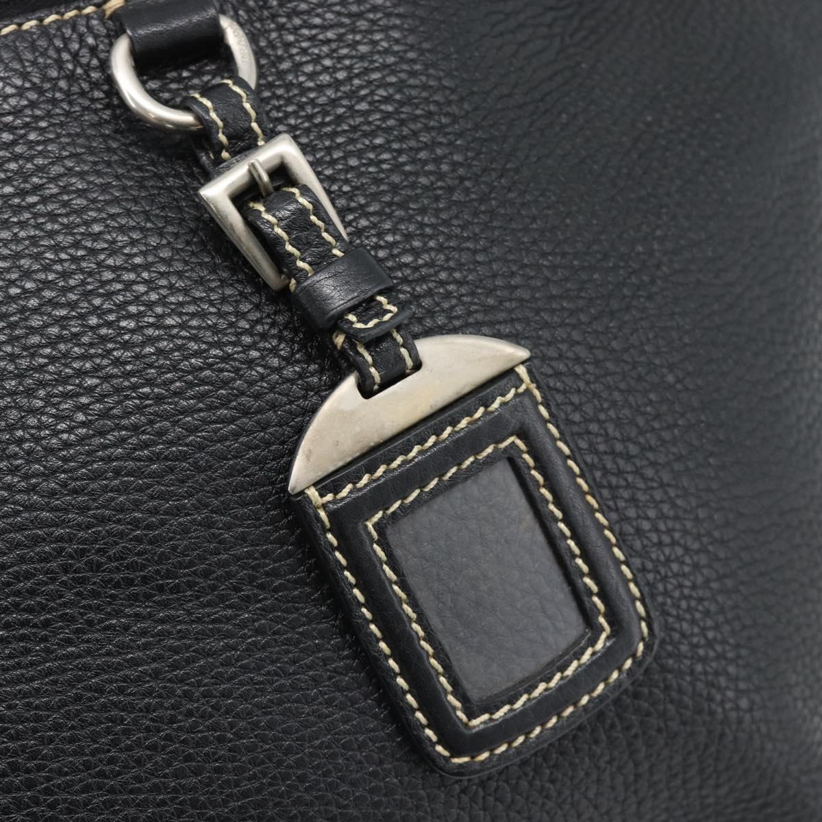 PRADA Shoulder Bag Leather Black Silver Auth 188461A