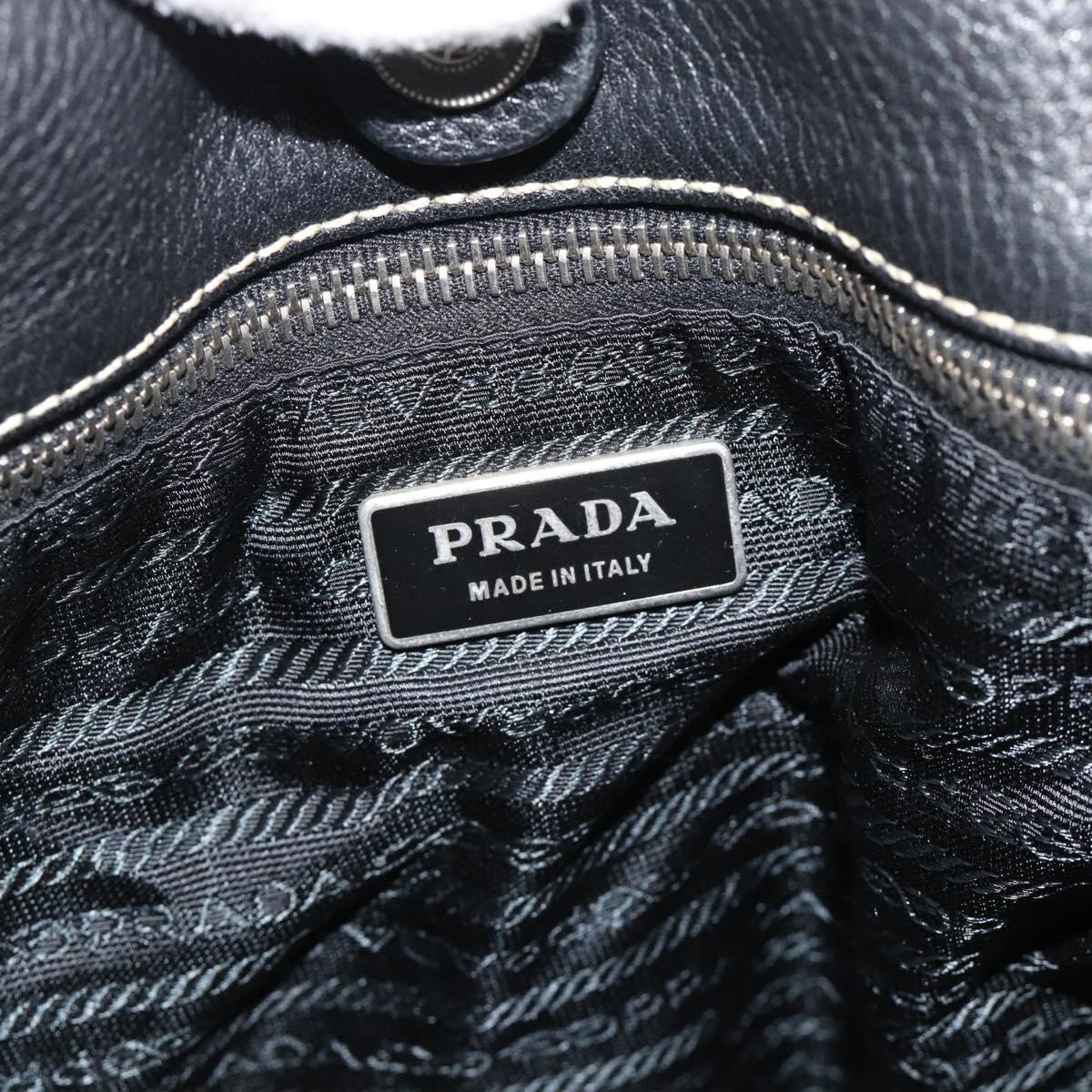 PRADA Shoulder Bag Leather Black Silver Auth 188461A