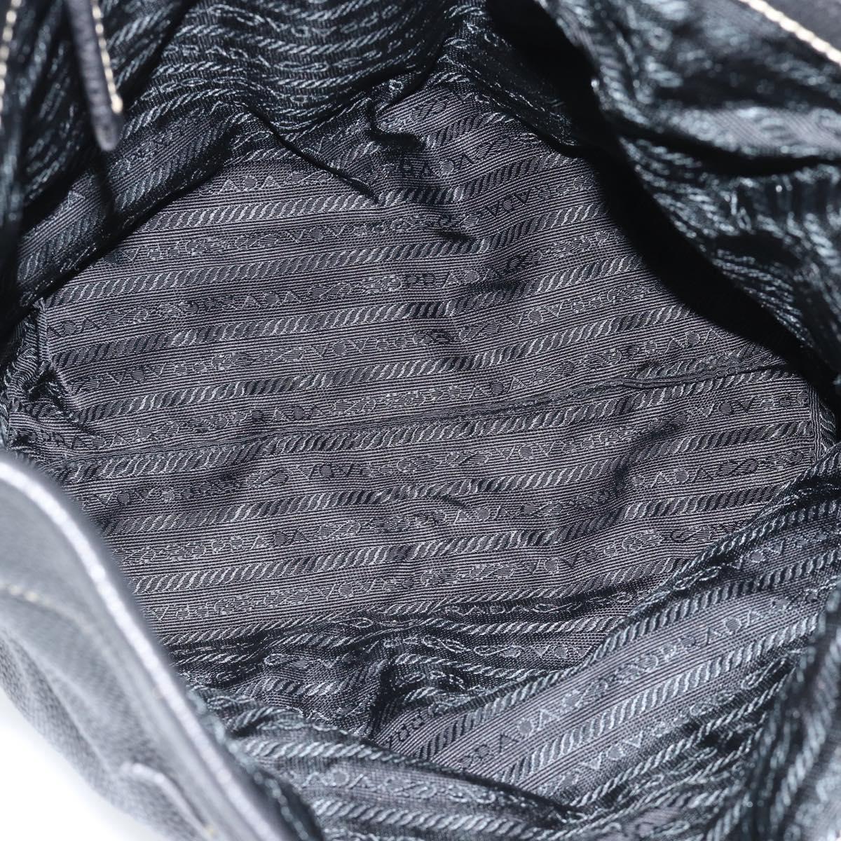 PRADA Shoulder Bag Leather Black Silver Auth 188461A