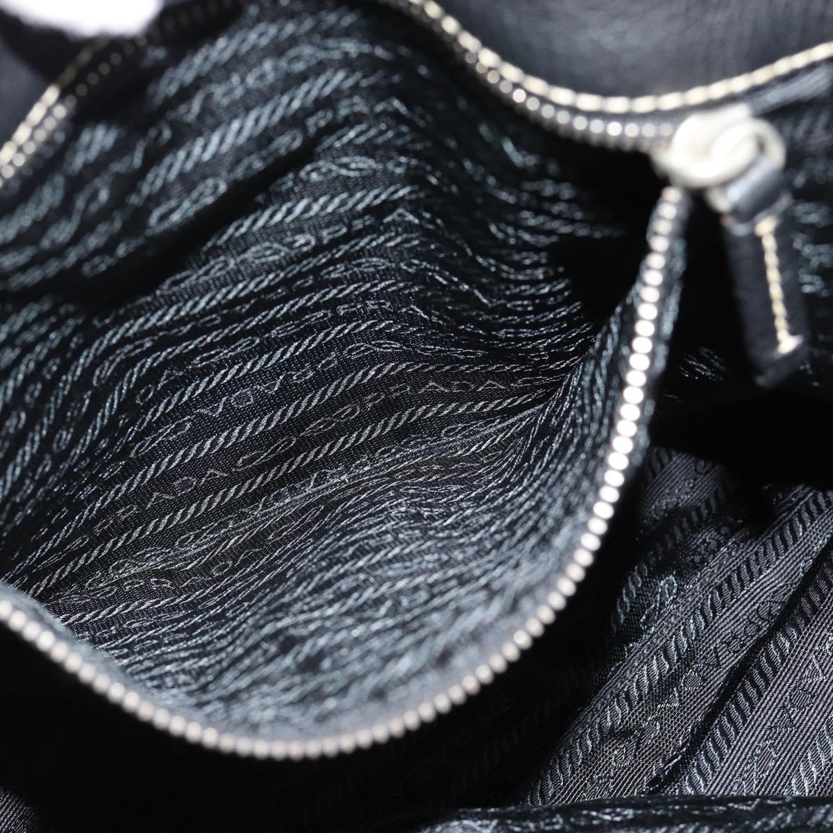 PRADA Shoulder Bag Leather Black Silver Auth 188461A