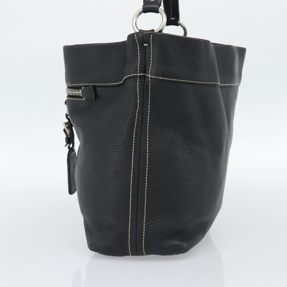 PRADA Shoulder Bag Leather Black Silver Auth 188461A