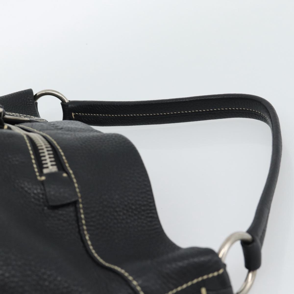 PRADA Shoulder Bag Leather Black Silver Auth 188461A