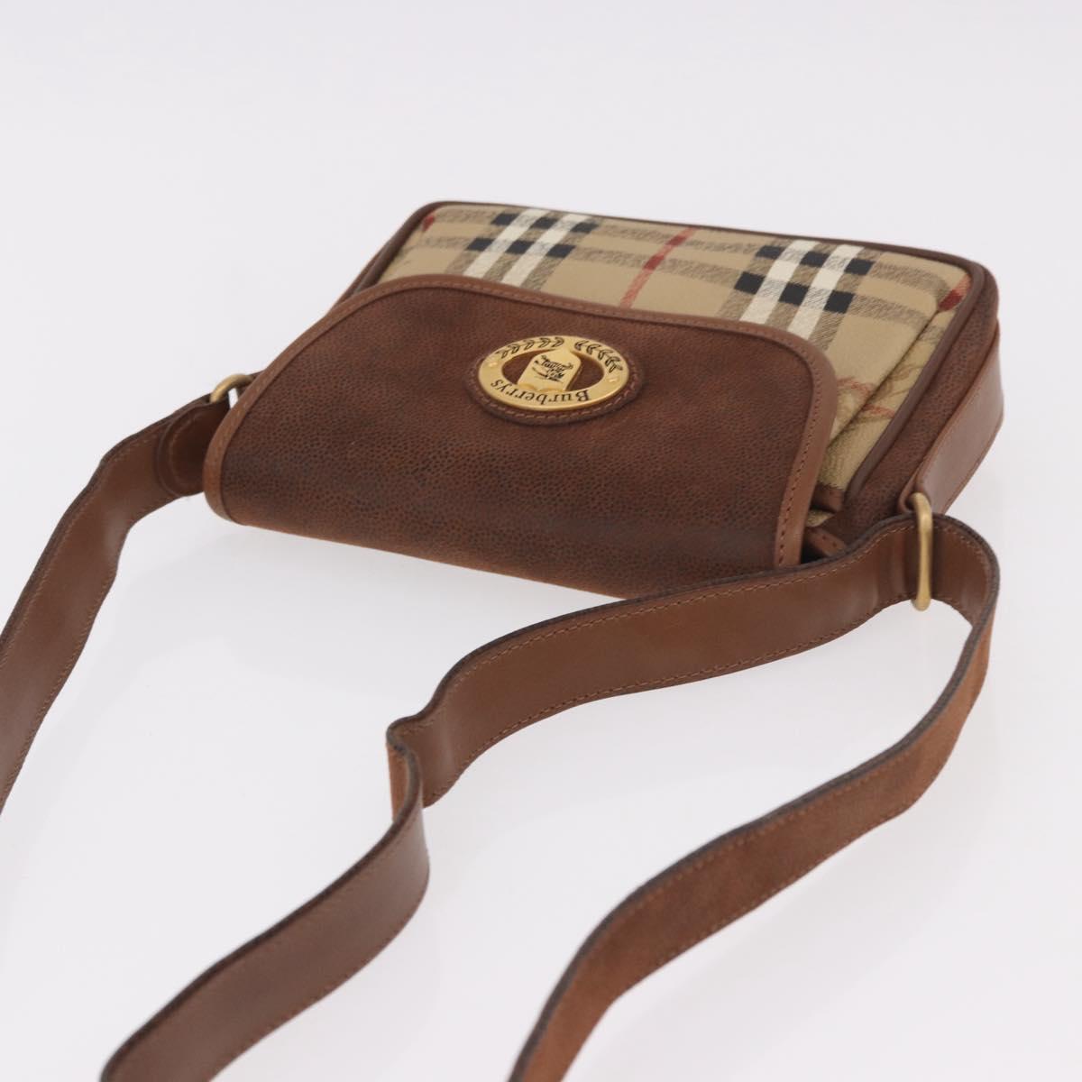 Burberrys Nova Check Shoulder Bag PVC Beige Gold Auth 188467