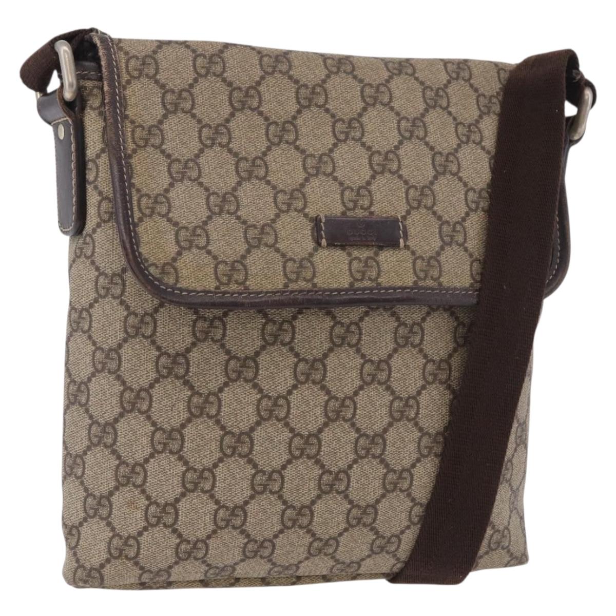 GUCCI GG Supreme Shoulder Bag PVC Beige Gold 223666 Auth 188468