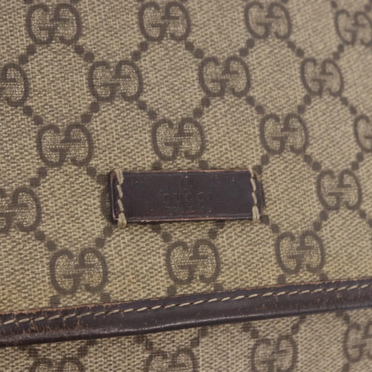 GUCCI GG Supreme Shoulder Bag PVC Beige Gold 223666 Auth 188468