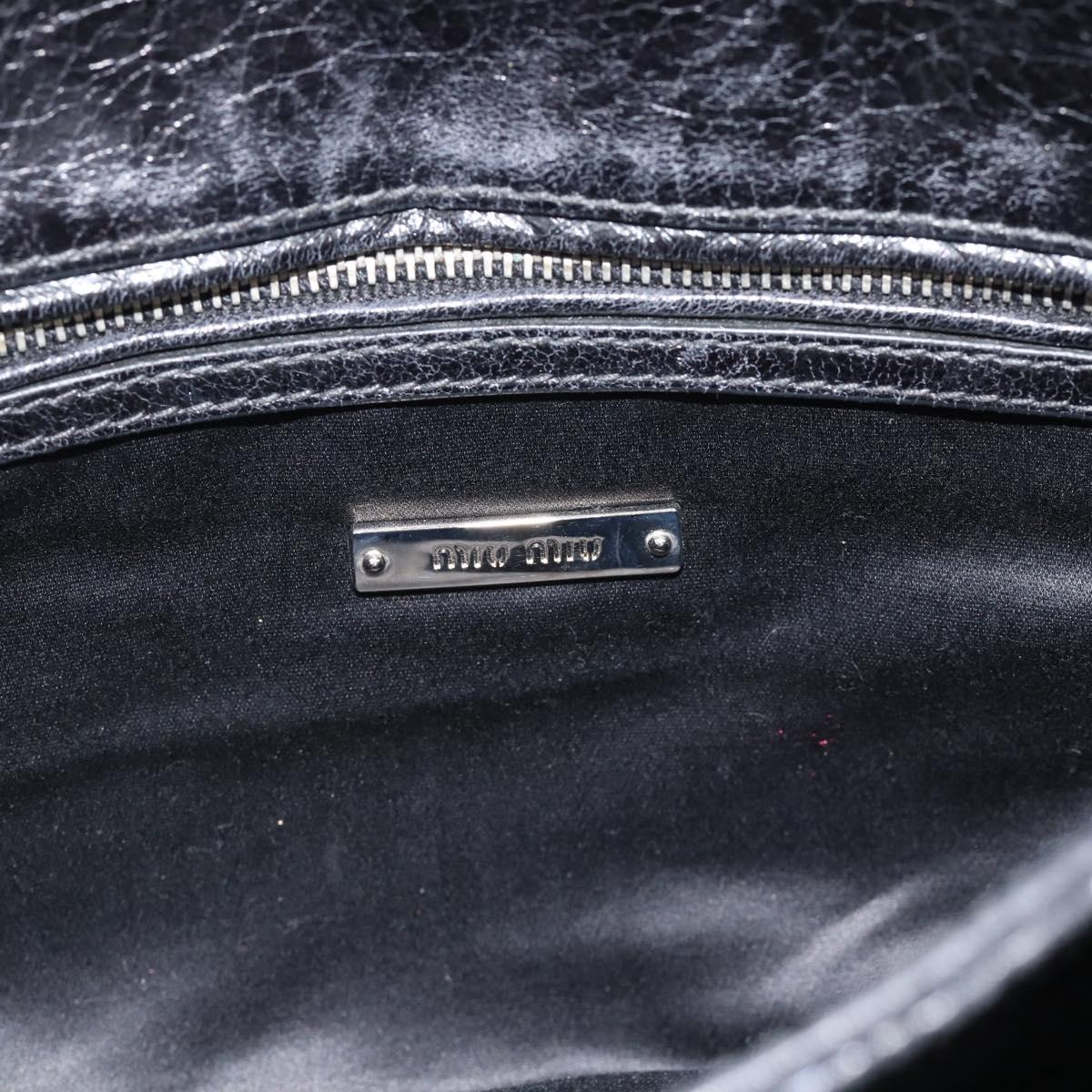 Miu Miu Matelasse Shoulder Bag Leather Black Silver Auth 188469SAM