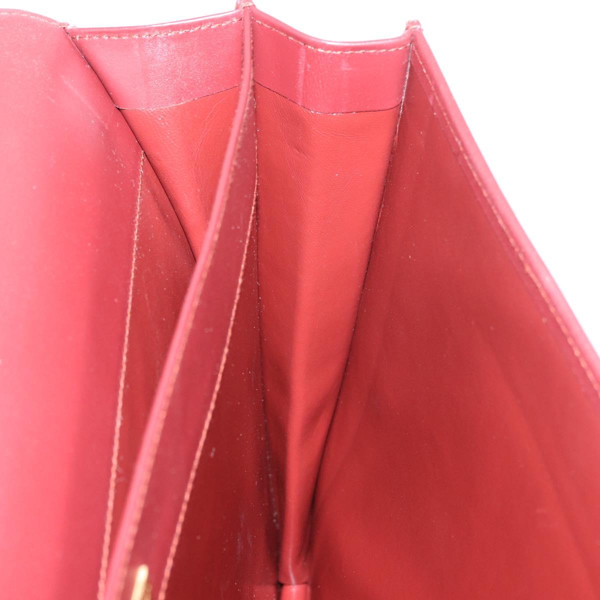 CARTIER Must Line Business Bag Leather Bordeaux Gold Auth 188470A