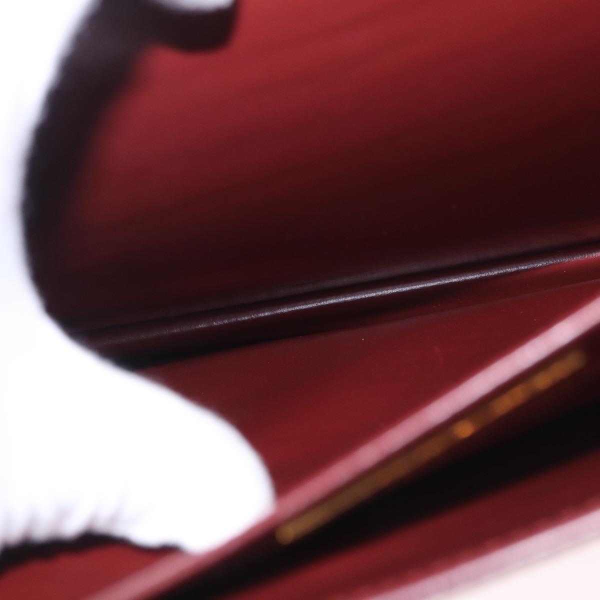 CARTIER Must Line Business Bag Leather Bordeaux Gold Auth 188470A