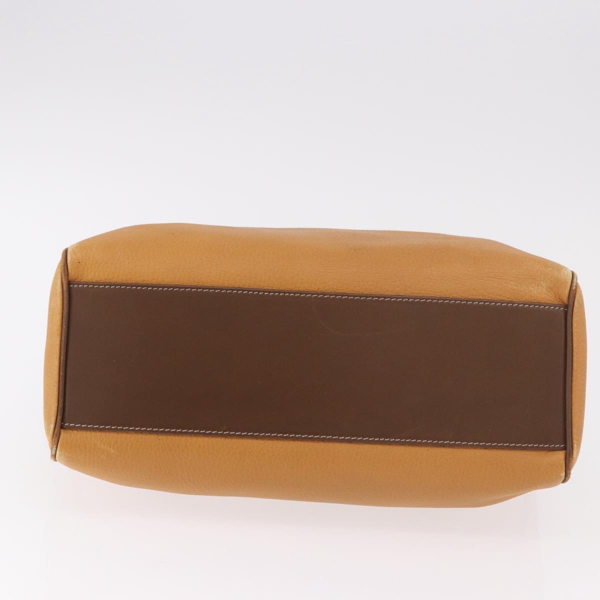 LOEWE Anagram Hand Bag Leather Yellow Gold Auth 188471A