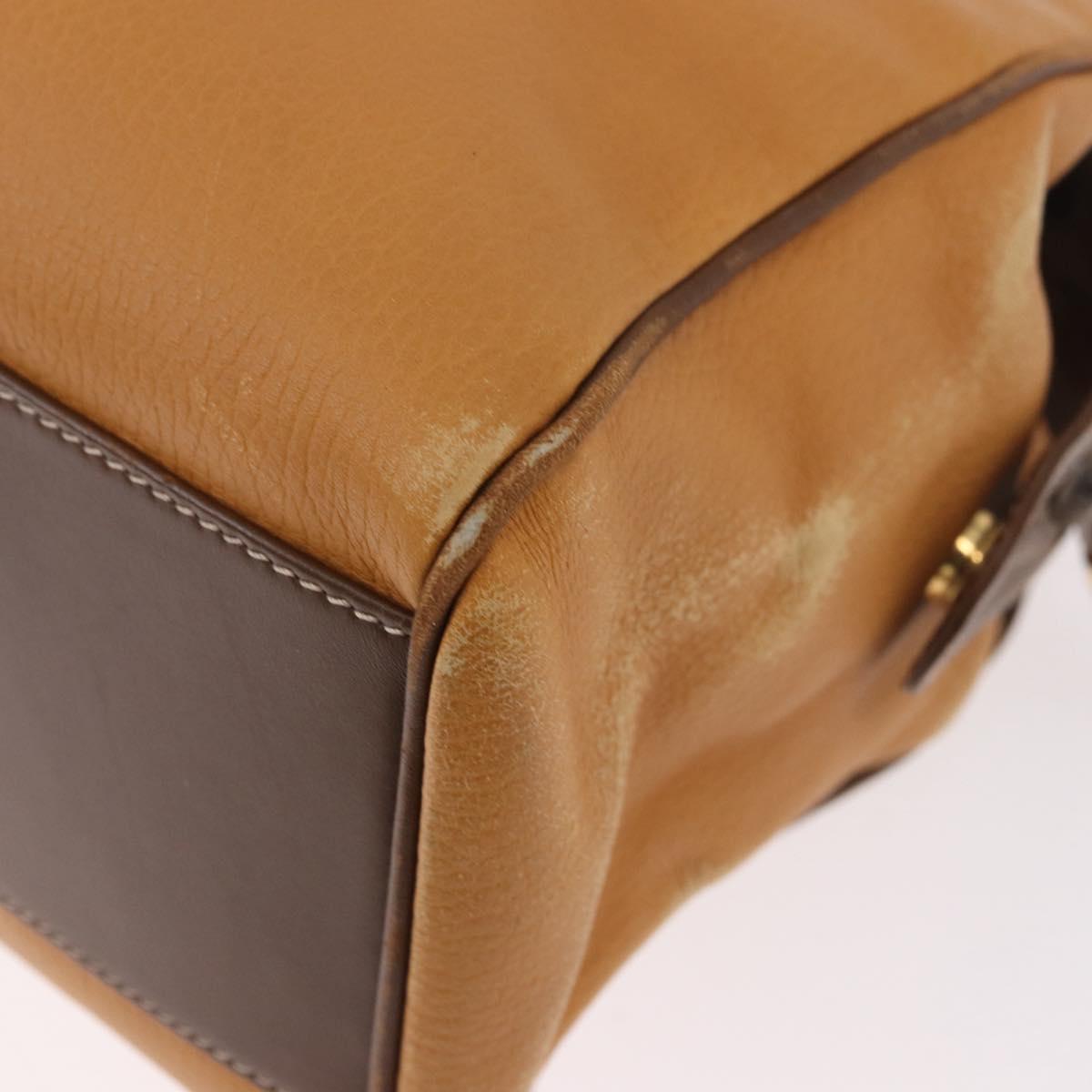 LOEWE Anagram Hand Bag Leather Yellow Gold Auth 188471A