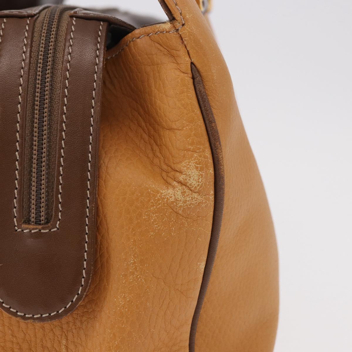 LOEWE Anagram Hand Bag Leather Yellow Gold Auth 188471A