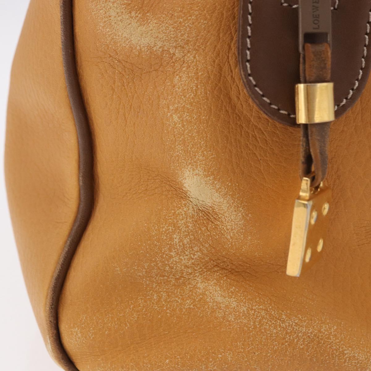 LOEWE Anagram Hand Bag Leather Yellow Gold Auth 188471A