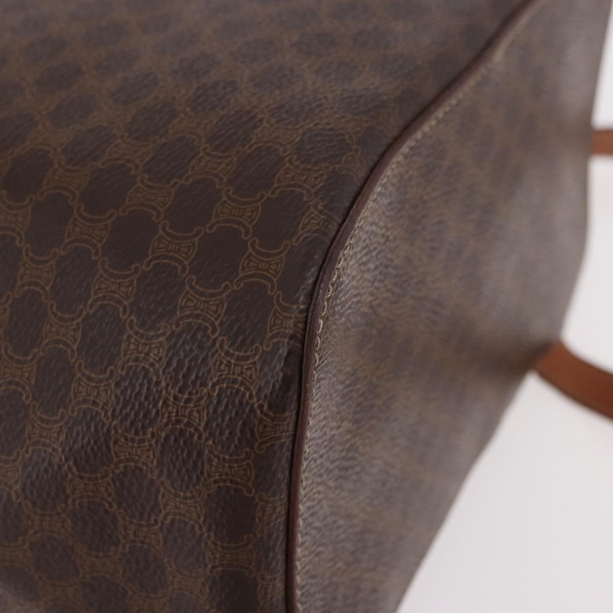 CELINE Macadam Canvas Backpack PVC Leather Brown Gold Auth 188472V