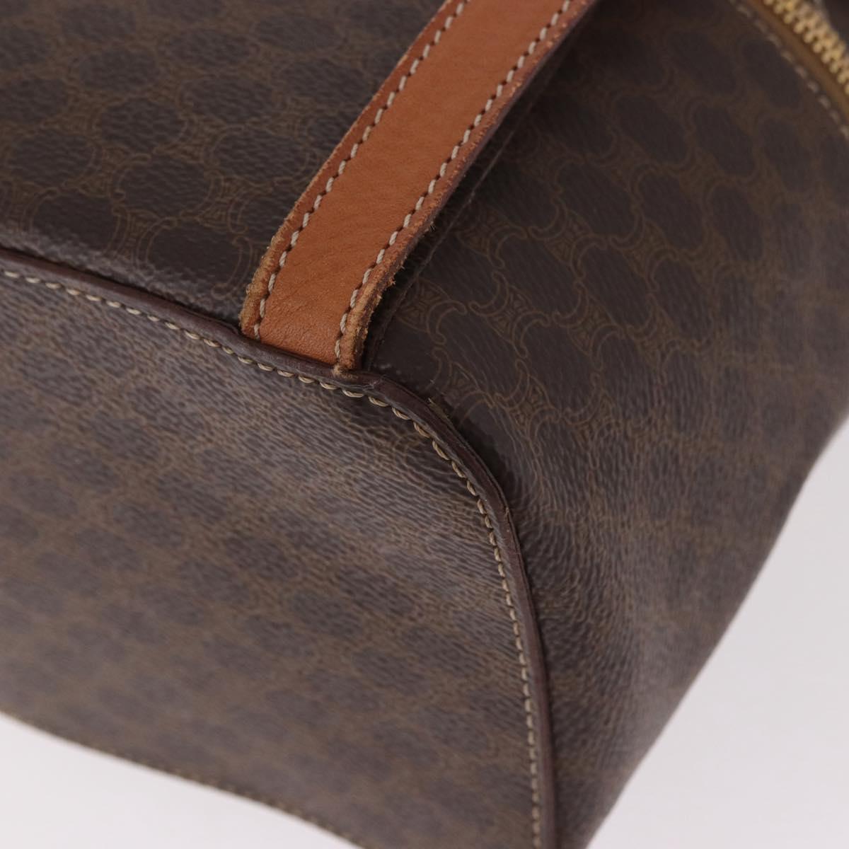 CELINE Macadam Canvas Backpack PVC Leather Brown Gold Auth 188472V