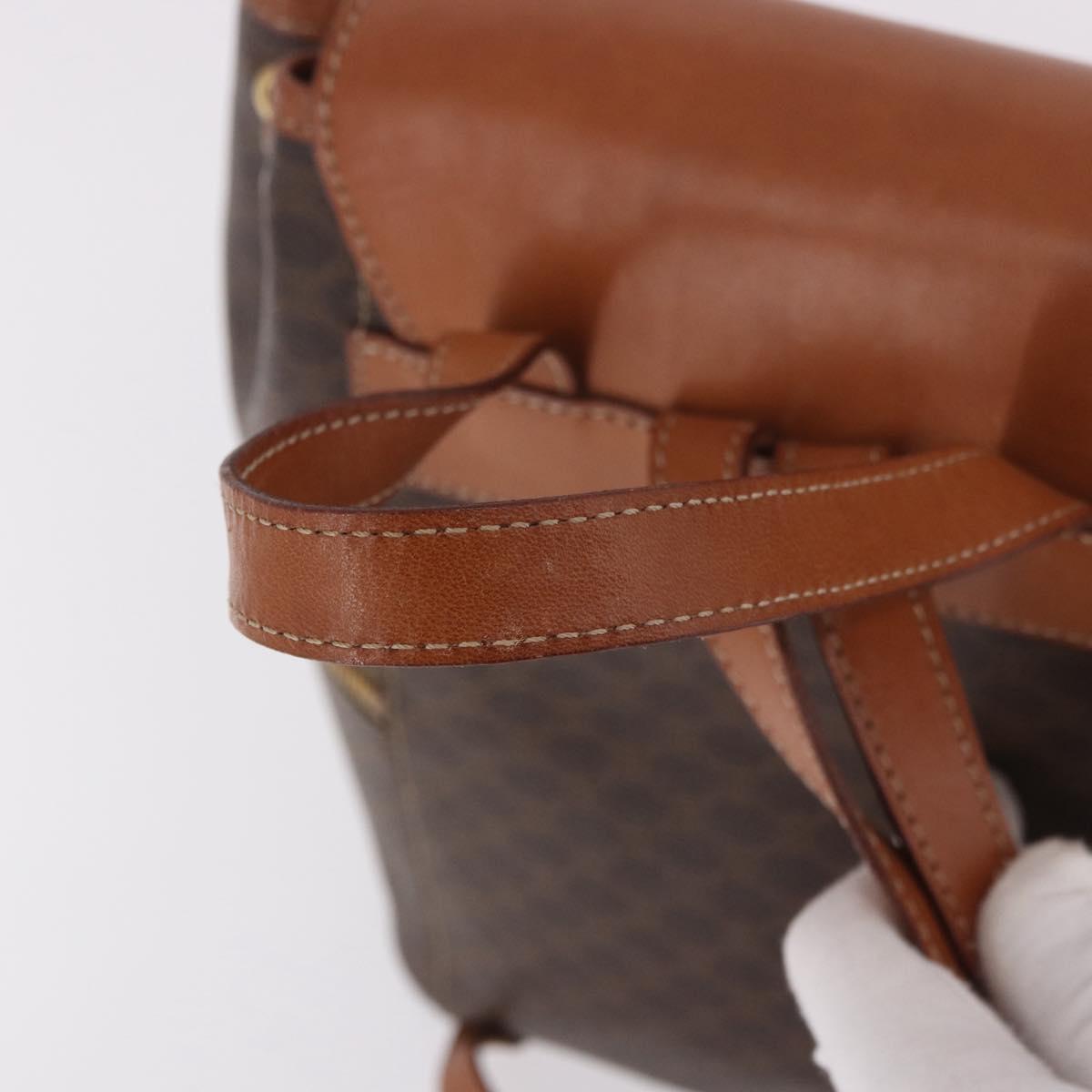 CELINE Macadam Canvas Backpack PVC Leather Brown Gold Auth 188472V