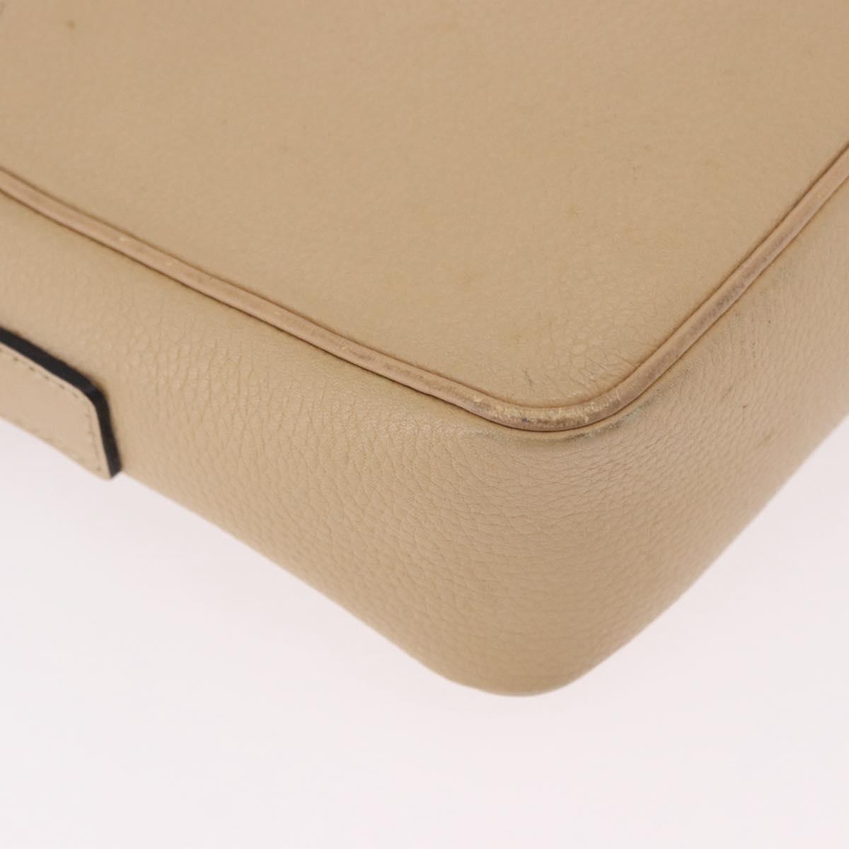 CELINE Shoulder Bag Leather Beige Gold Auth 188477