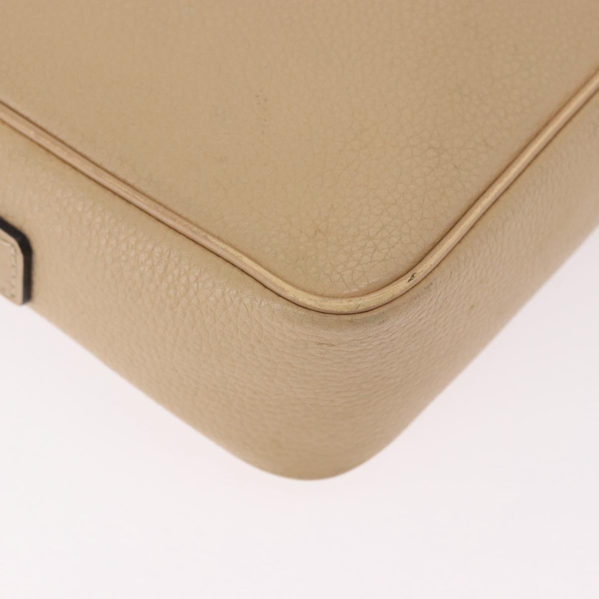CELINE Shoulder Bag Leather Beige Gold Auth 188477