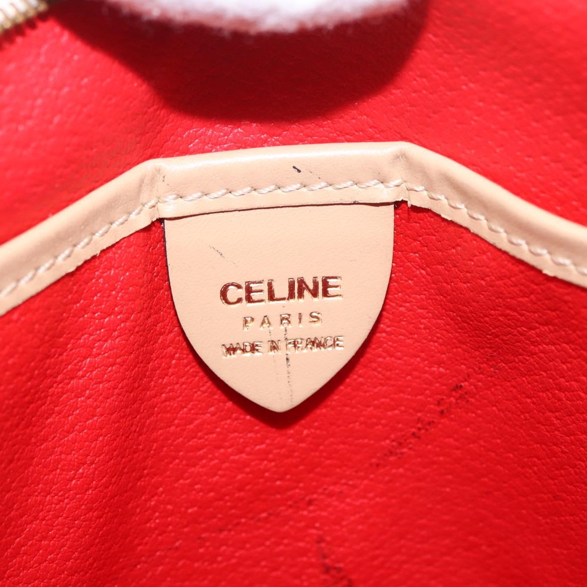 CELINE Shoulder Bag Leather Beige Gold Auth 188477