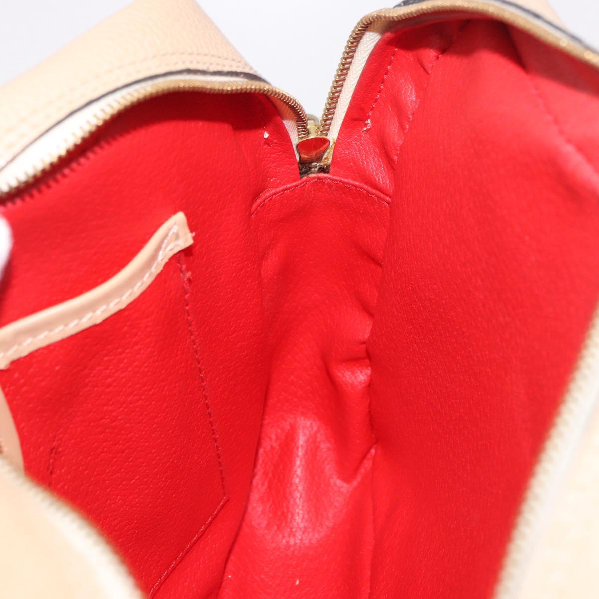 CELINE Shoulder Bag Leather Beige Gold Auth 188477