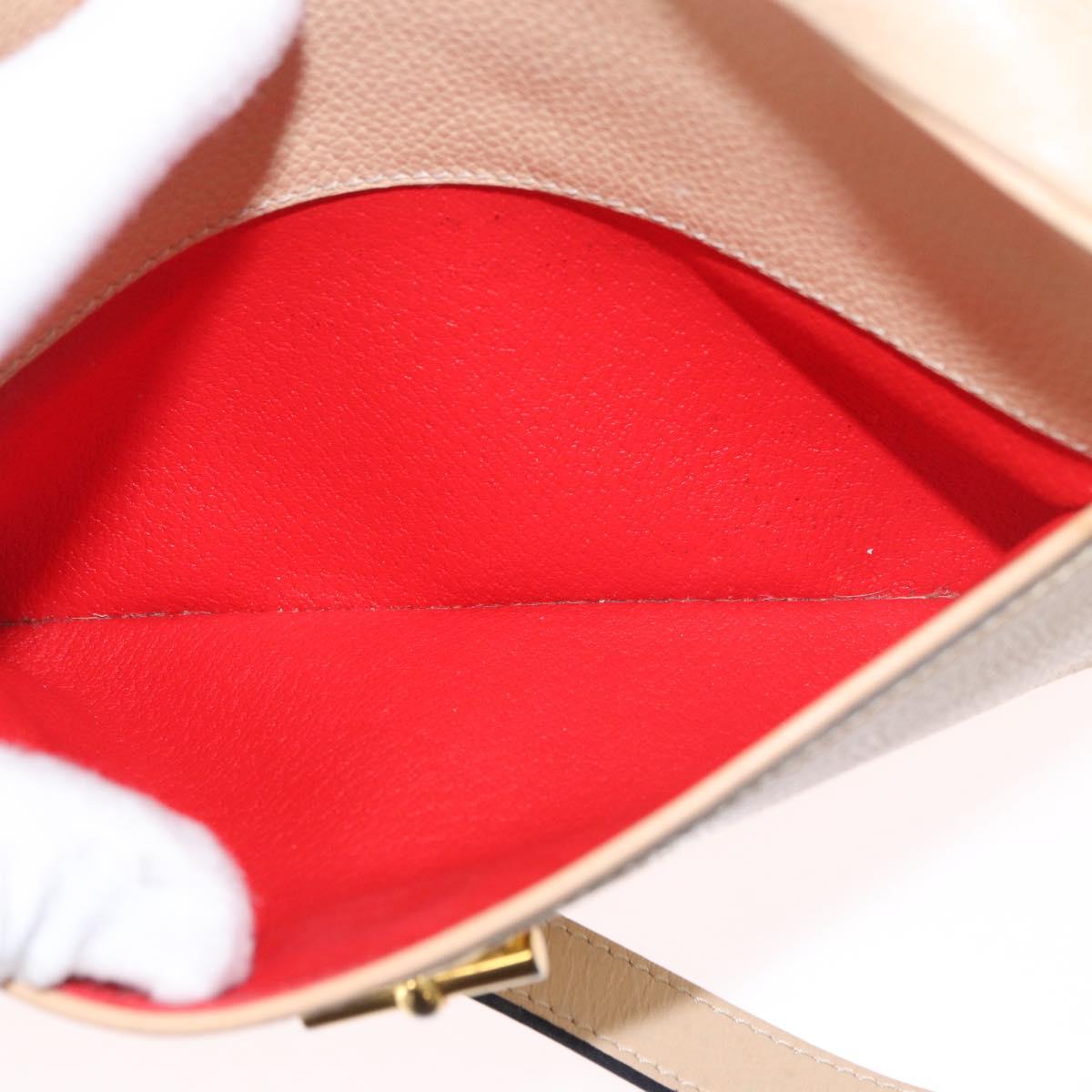 CELINE Shoulder Bag Leather Beige Gold Auth 188477