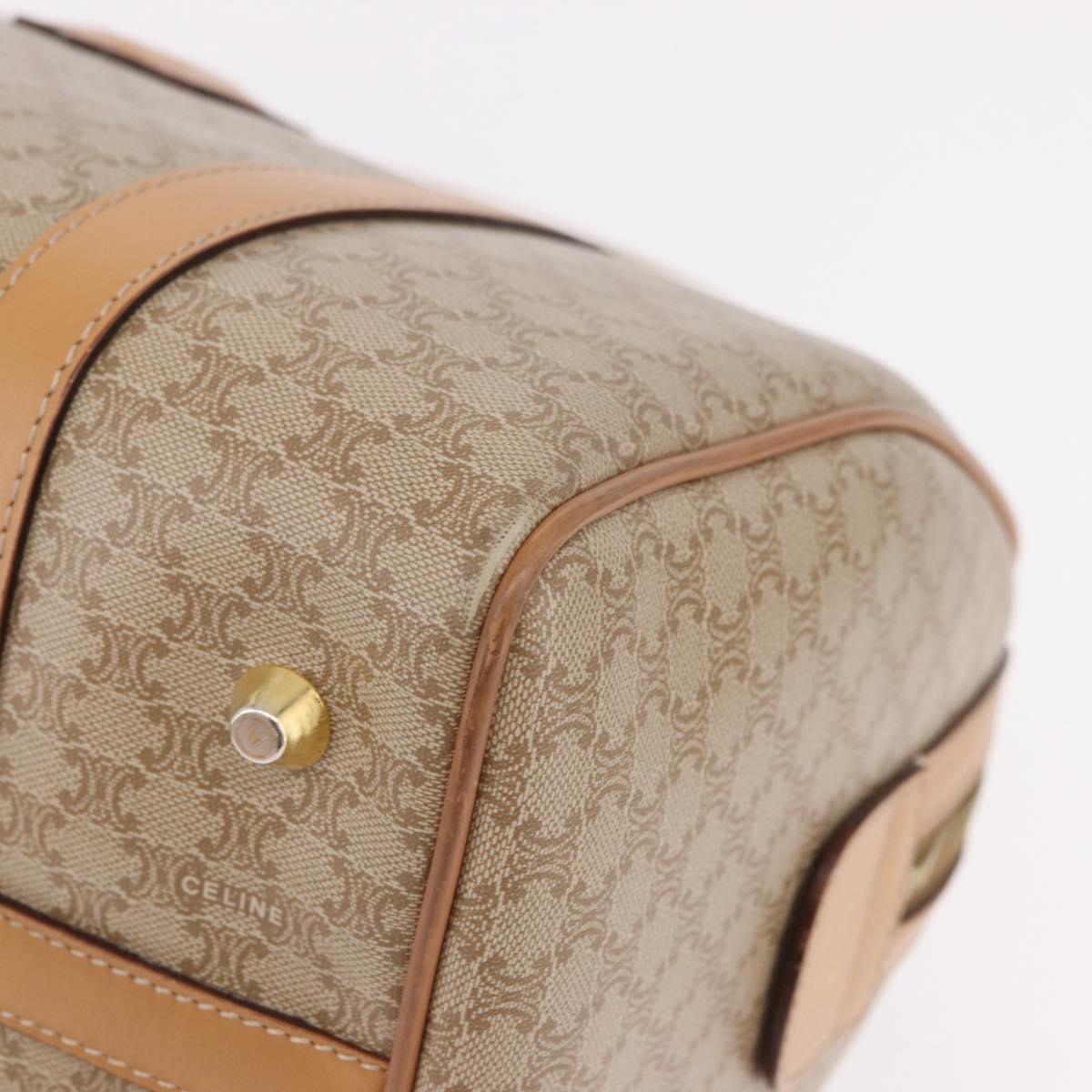 CELINE Macadam Canvas Boston Bag PVC Beige Gold Auth 188481V