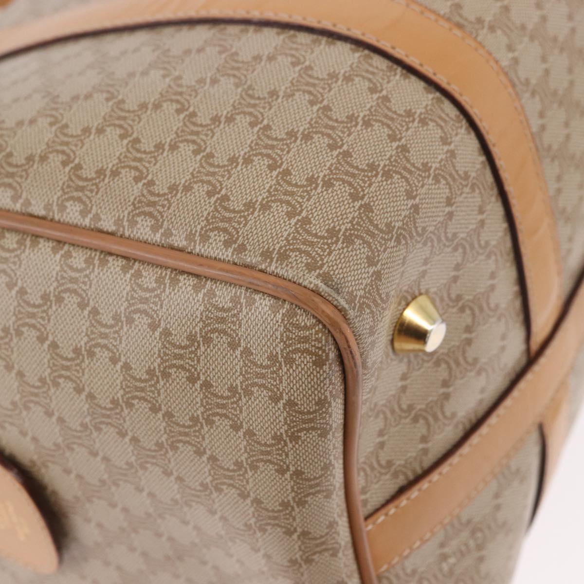 CELINE Macadam Canvas Boston Bag PVC Beige Gold Auth 188481V