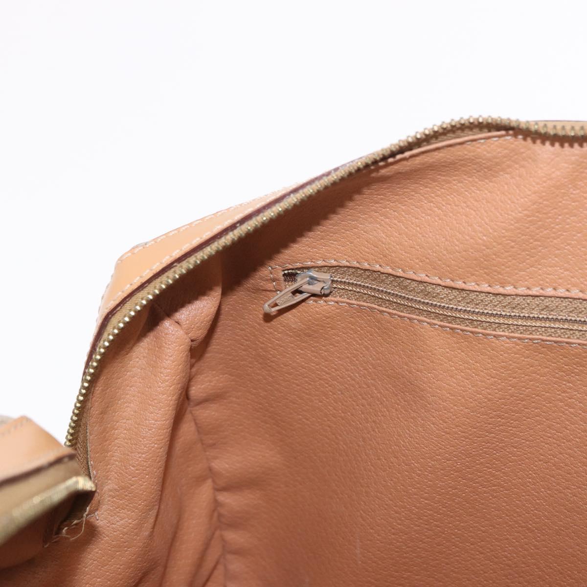 CELINE Macadam Canvas Boston Bag PVC Beige Gold Auth 188481V