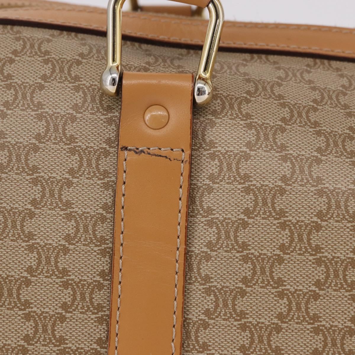 CELINE Macadam Canvas Boston Bag PVC Beige Gold Auth 188481V