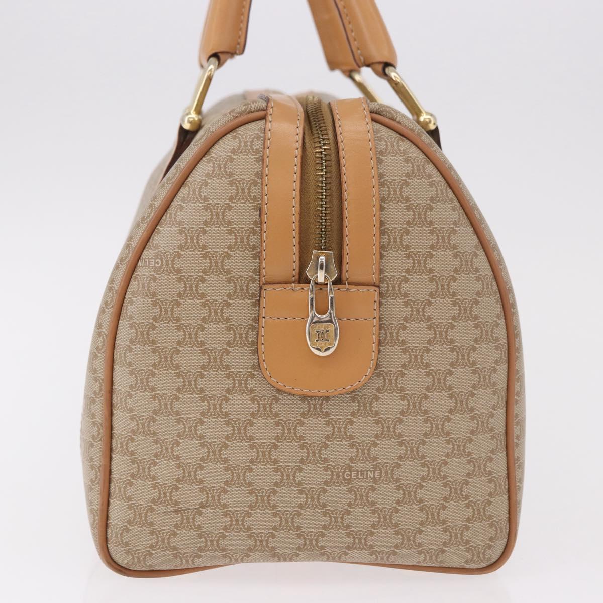 CELINE Macadam Canvas Boston Bag PVC Beige Gold Auth 188481V