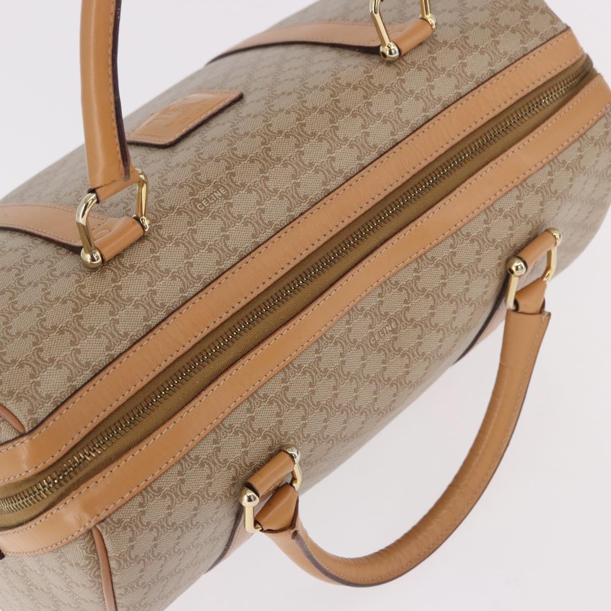 CELINE Macadam Canvas Boston Bag PVC Beige Gold Auth 188481V