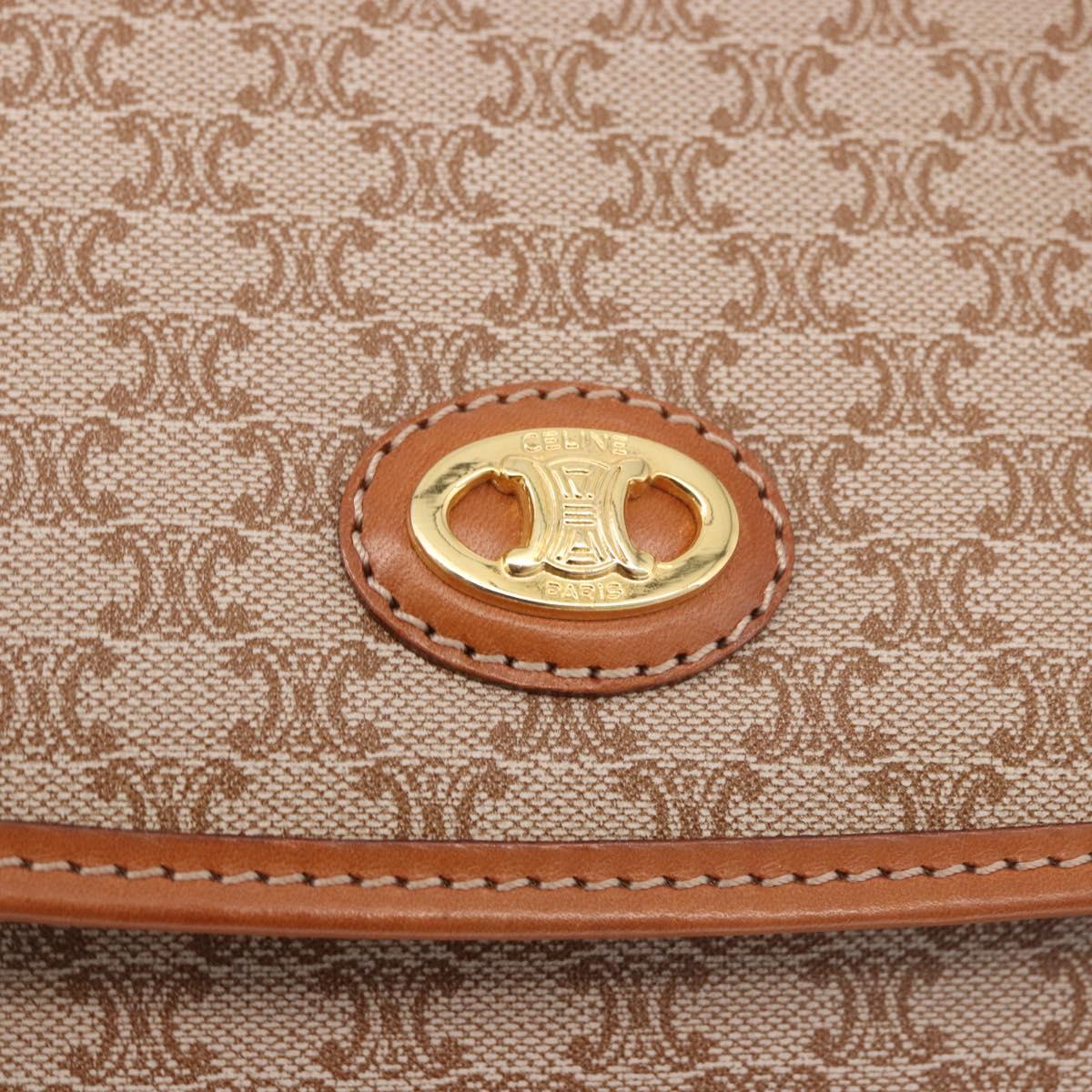 CELINE Macadam Canvas Tote Bag PVC Beige Gold Auth 188484A
